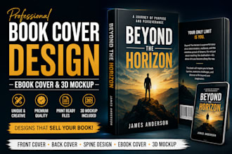 design premium book cover, ebook cover and 3d mockup for amazon KDP
