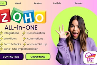 setup zoho books, zoho crm, zoho creator and zoho integration