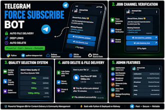 create a professional telegram force subscribe content delivery bot