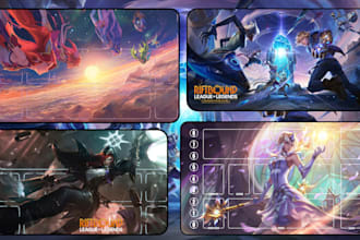 design superhero tcg playmat, manga destmat, riftbound, anime yugioh fantasy mat