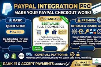 integrate paypal checkout for wordpress shopify or custom site