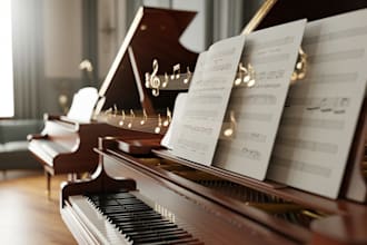 create a beautiful piano arrangement and sheet music with creative harmony