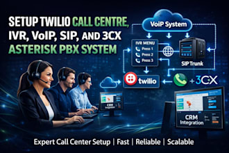 set up ai telny call center, twilio, IVR, auto dialer did number and voip system