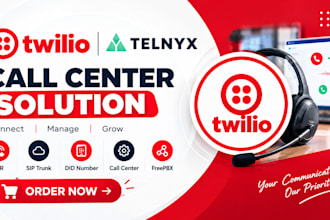 setup twilio telnyx account call center, freepbx IVR, did number and siptrunk