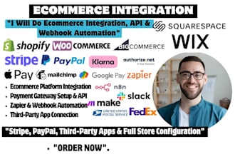 do ecommerce API integration, zapier and n8n webhook automation