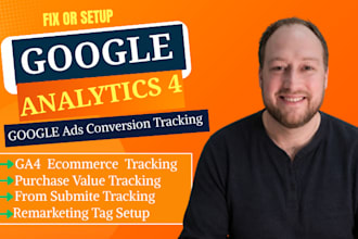 setup google analytic 4, ga4 conversion tracking and ecommerce tracking