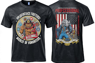 design vintage firefighter logo for t shirt, apparel, and merch