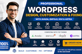 build wordpress website design customization fix avada divi astra