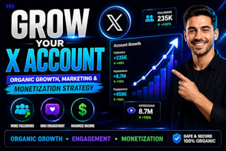 do twitter x marketing, organic growth, followers promotion and monetization