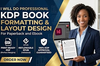do professional KDP book formatting and layout design for paperback and ebook