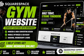 design squarespace gym website, redesign or build squarespace fitness website