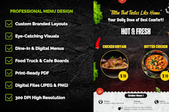 design a high quality print and digital food menu