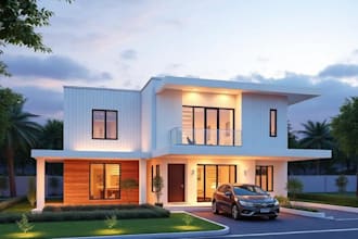 design exterior render 3d architecture rendering of house, warehouse, commercial
