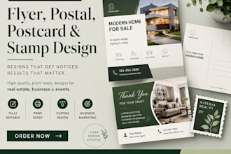 do flyer design postal design brochure real estate postcard postal stamp incanva