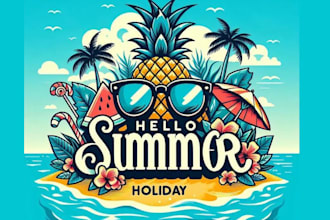 design high quality travel, summer holidays, and beach enjoying logo