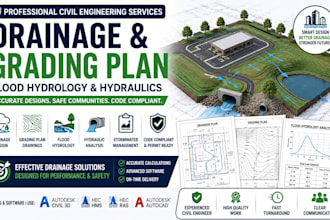 do civil engineering drainage, grading plan drawing, flood hydrology, hydraulics