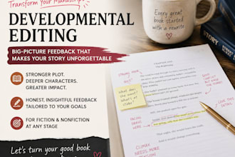 provide developmental, line and copy edit for your manuscript