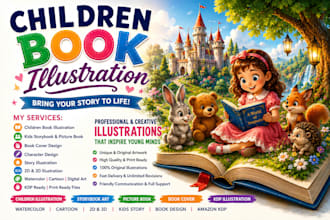 illustrate children book kids storybook and watercolor