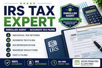 prepare and efile US tax return 1040 1065 1120s as irs enrolled agent