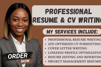 write resume, CV for IT, healthcare, nursing, project management, engineering