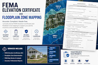 provide fema elevation certificate and floodplain zone mapping with pe stamp