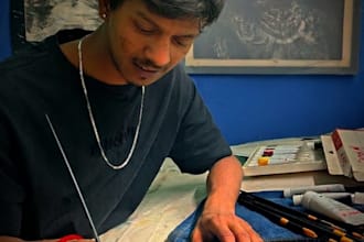 create a charcoal portrait or acrylic paintings