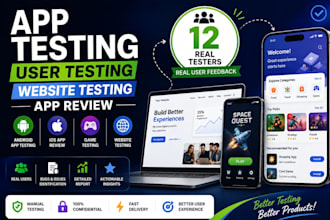 do app testing, user testing, website testing and ios app review