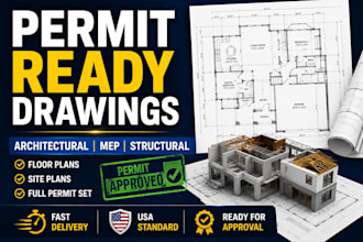 create architectural drawings ready for pe stamp and city permit approval USA