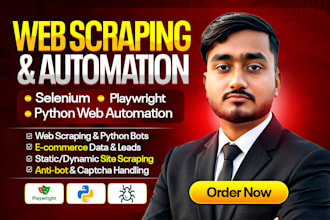 do web scraping data mining python automation using scrapy playwright selenium
