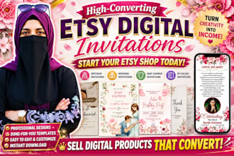 design etsy digital products, canva editable template, etsy listing and etsy seo