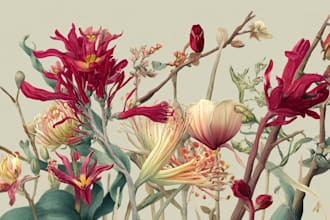 draw a botanical, boho, feminine floral logo design