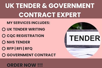 write UK tender, government contract, bid proposal, rfp and rfq