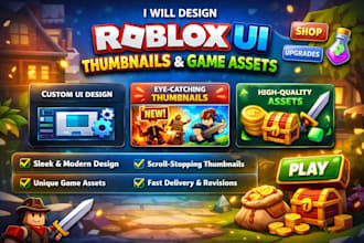 design roblox ui thumbnails and game assets