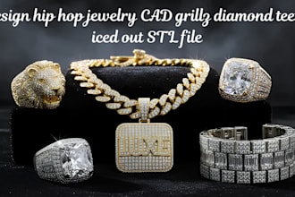 design custom hiphop jewelry cad  grillz diamond teeth iced out stl file