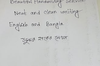 do beautiful and neat handwriting in english and bangla
