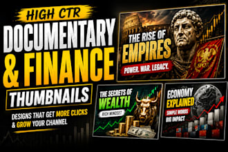 design high CTR documentary and finance youtube thumbnails