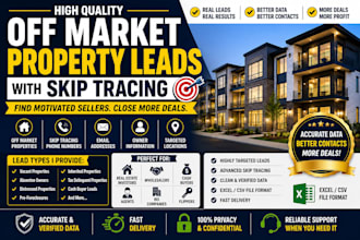 provide off market property leads with skip tracing for real estate investors