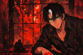 create a dark cinematic anime illustration