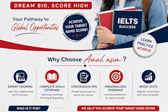 coach you for ielts speaking, writing, reading and listening