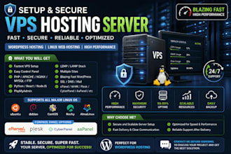 setup and secure vps hosting server wordpress hosting linux web hosting fast
