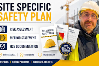 write site specific safety plan, method statement hse and risk assessment report