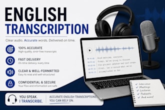 offer audio and video transcription in english