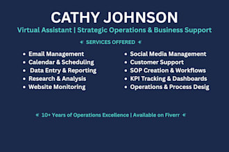 be your strategic virtual assistant for operations and business support