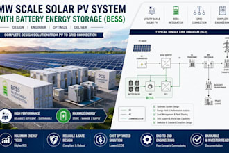 design mw scale solar pv system with battery energy storage bess and sld