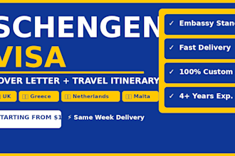 prepare your schengen UK or visit visa cover letter and travel itinerary