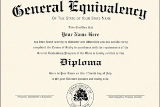design a professional ged certificate or transcript within 24 hours