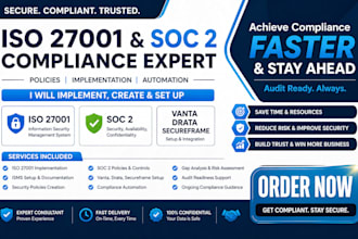 implement iso 27001 and soc 2 policies with vanta, drata, and secureframe setup