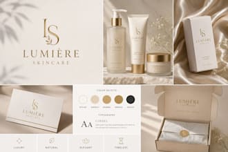 design a luxury skincare brand identity with logo and packaging