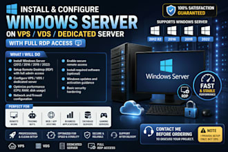 install and configure windows server on vds server vps dedicated server with rdp