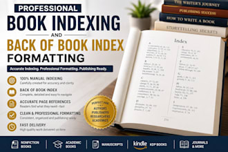 create back of book indexing and amazon manuscript formatting in 24 hours